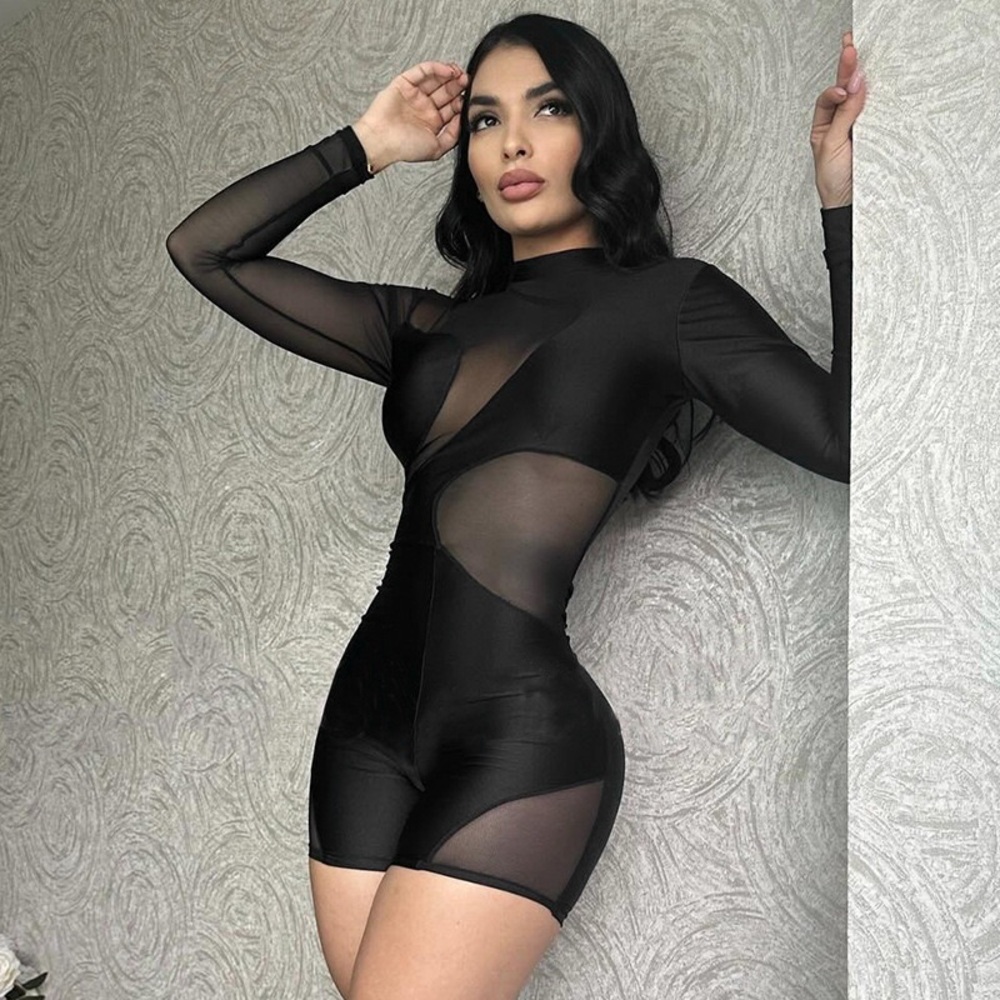 Black Asymmetrical Cut Out Bodysuit